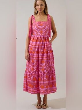 NWT Sugarlips Tarie Tropical Emely Tiered Maxi Dress Medium M